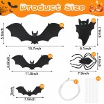 Workhive 60pcs Bats Halloween Decorations, 3D Bats Wall Decor, Waterproof Bats Stickers for Halloween Party, Black Spooky Bats Wall Decor for Home Window Outdoor Indoor With Double-Sided Ahensive