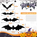 Workhive 32pcs Hanging Bats Halloween Decoration, Flying Scary Black Bats Halloween Party Decorations, Waterproof Fake Bats & Spiders with Glowing Eyes for Outdoor Tree Wall Lawn Porch Decorations