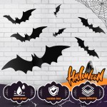 Workhive 32pcs Hanging Bats Halloween Decoration, Flying Scary Black Bats Halloween Party Decorations, Waterproof Fake Bats & Spiders with Glowing Eyes for Outdoor Tree Wall Lawn Porch Decorations