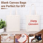 Workhive 12pcs Canvas Bags with Handles Bulk, 10x11.7 Inch Blank Canvas Tote Bags, Reusable Canvas Grocery Bags Shopping Bags, Blank Cotton Tote Bags for Crafts Painting DIY, Washable Gift Bags, Beige