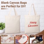 Workhive 12 Pack Heavy Duty Large Canvas Tote Bags Bulk, 13.4x15.2inch Canvas Bags with Handles for Grocery Shopping, Reusable Cotton Tote Bags, Blank Canvas Tote bags for DIY Crafts Painting, Beige