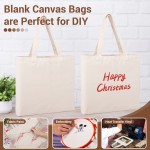 Workhive 12 Pack Canvas Tote Bags Bulk, 13"x12.2"x2.7" Heavy Duty Blank Canvas Tote Bags, Reusable Canvas Grocery Bags with Bottom Gusset, Blank Canvas Shoulder Bags Shopping Bags for DIY Craft