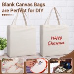 Workhive 12 Pack Blank Canvas Tote Bags Bulk, 13x11.8x5.5 inch Large Heavy Duty Cotton Tote Bags, Reusable canvas Grocery Shopping Bags with Handles & Bottom Gusset, Blank Cotton Bags for DIY Craft Beach